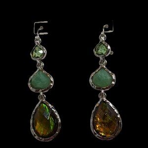 NWT 7 Charming Sisters Gold Plated "A Little Chit Chat Earrings" 2.5 inches